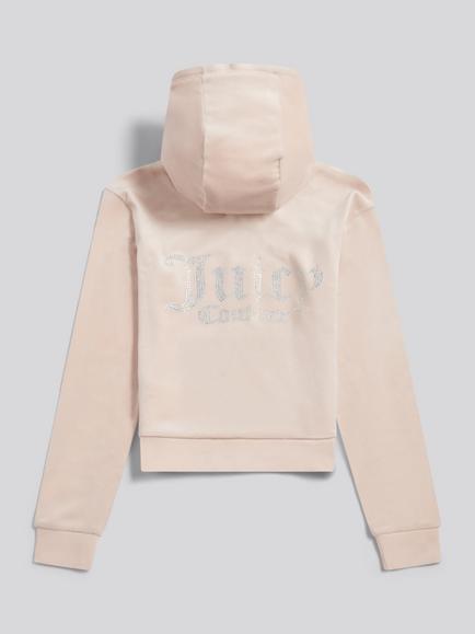 Juicy Couture Kids' Diamante Zip Hoodie, Gray Morn - view 2, Gray Morn