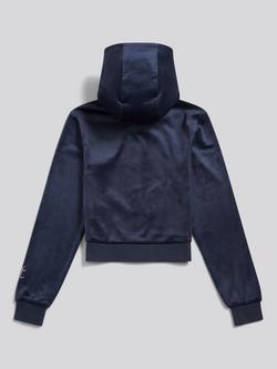 Juicy Couture Kids' Velour Diamante Zip-Through Hoodie, Night Sky - view 2, Night Sky