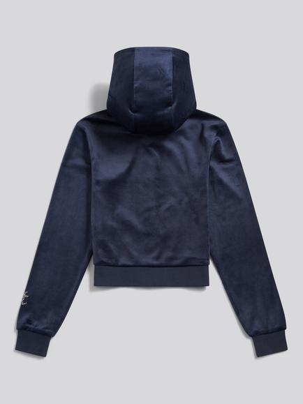 Juicy Couture Kids' Velour Diamante Zip-Through Hoodie, Night Sky - view 2, Night Sky