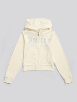 Juicy Couture Kids' Velour Zip Through Hoodie, Almond Oil, Almond Oil