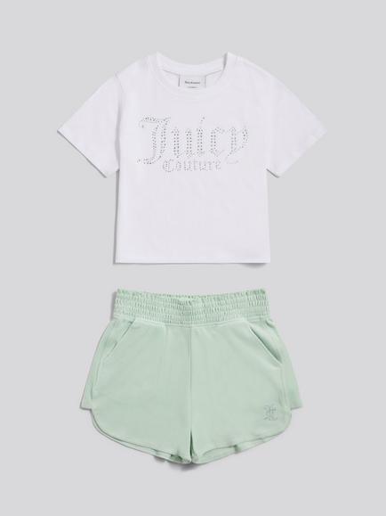 Juicy Couture Kids' T-Shirt and Velour Shorts Set, Misty Jade, Misty Jade