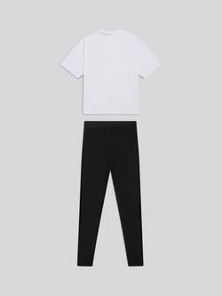 New Balance Kids' Diamante T-Shirt and Leggings Set, Bright White/Black - view 2, Bright White/Black