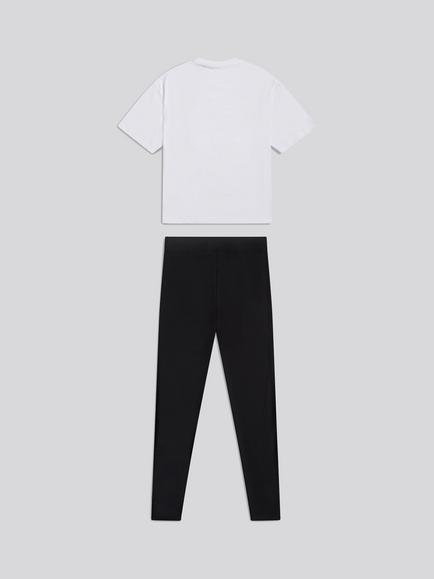 New Balance Kids' Diamante T-Shirt and Leggings Set, Bright White/Black - view 2, Bright White/Black
