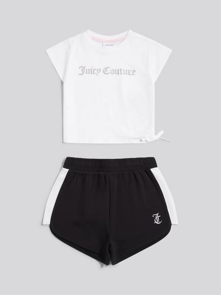 Juicy Couture Kids' Crew T-Shirt and Shorts Set, Black/White, Black/White
