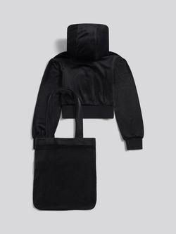 Juicy Couture Kids' Zip Through Hoodie and Tote Bag Set, Jet Black - view 2, Jet Black