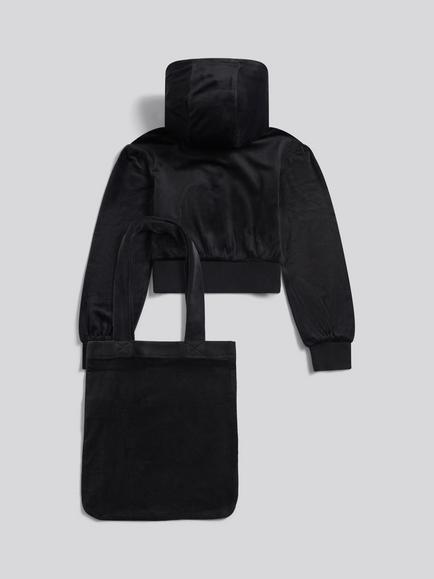 Juicy Couture Kids' Zip Through Hoodie and Tote Bag Set, Jet Black - view 2, Jet Black