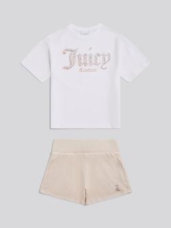 Juicy Couture Kids' Jersey T-Shirt and Velour Shorts Set, Shell, Shell