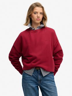 Superdry Essential Logo Crew Sweatshirt, Bordeaux Red, Bordeaux Red