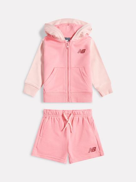 New Balance Baby Athletic Hoodie and Short Set, Pink, Double Bubble