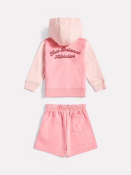 New Balance Baby Athletic Hoodie and Short Set, Pink - view 2, Double Bubble