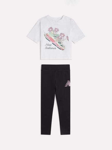 New Balance Kids' Graphic T-Shirt Legging Set, Nb Bright White, Nb Bright White
