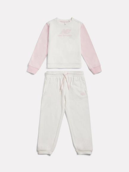 New Balance Baby Colour Block Sweatshirt & Joggers Set, Ivory White, Ivory White