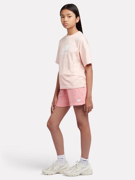 New Balance Kids' Stacked Logo T-Shirt and Shorts Set, Pink Haze - view 2, Pink Haze