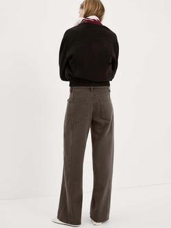 Mango Drawstring Belt Wide Leg Jeans, Chocolate - view 2, Chocolate