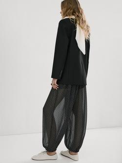 Mango Polka Dot Balloon Leg Trousers, Black - view 2, Black