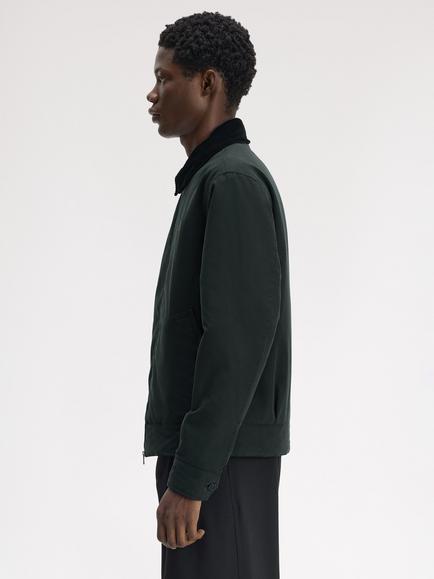 Fred Perry Zip Front Cotton Blend Jacket, Night Green - view 2, Night Green