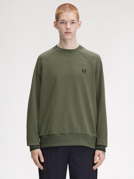 Fred Perry Tipped Crew Neck Sweatshirt, Green, Green