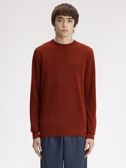Fred Perry Crew Neck Cotton Jumper, Brandy, Brandy