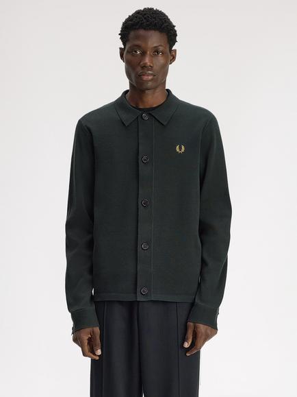Fred Perry Knitted Overshirt, Night Green, Night Green