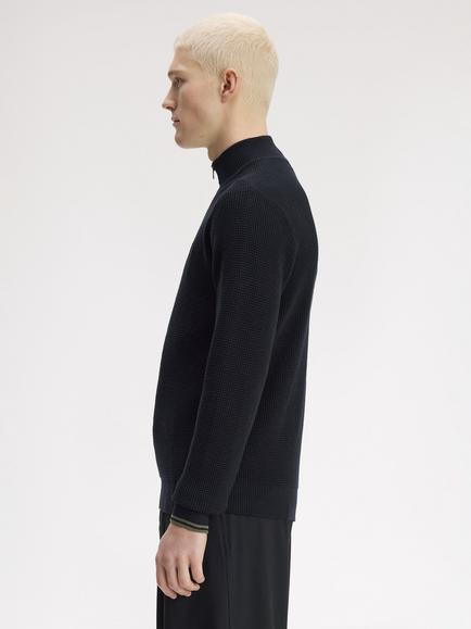 Fred Perry Half Zip Cotton Jumper, Black - view 2, Black
