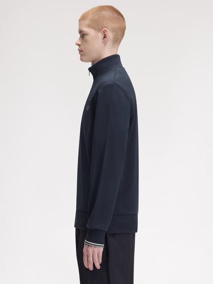 Fred Perry Cotton Half Zip Sweatshirt, Dkaf/Ecru/Seagrs - view 2, Dkaf/Ecru/Seagrs