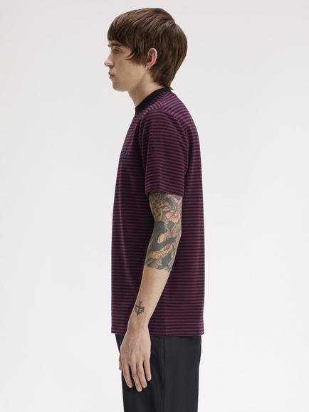 Fred Perry Fine Stripe Heavy T-Shirt, Plum - view 2, Plum