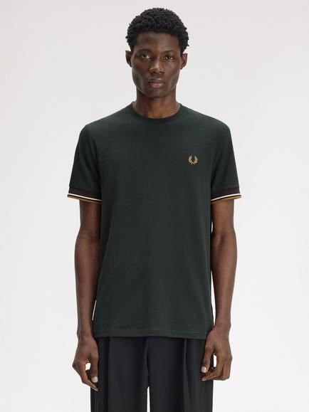 Fred Perry Twin Tipped Cuff Cotton T-Shirt, Night Green, Night Green