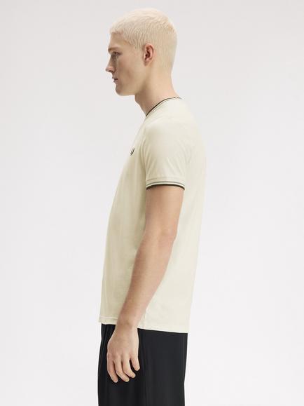 Fred Perry Twin Tipped Cotton T-Shirt, Ecr/Seagrs/Dkair - view 2, Ecr/Seagrs/Dkair