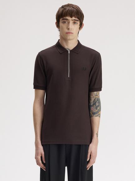 Fred Perry Crepe Pique Polo Shirt, Rich Brown, Rich Brown