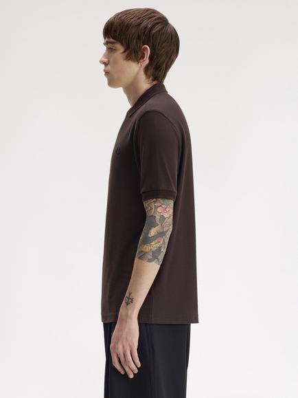 Fred Perry Crepe Pique Polo Shirt, Rich Brown - view 2, Rich Brown