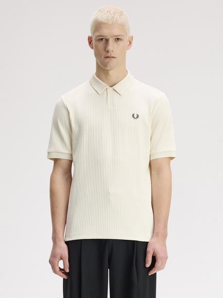 Fred Perry Drop Needle Jersey Cotton Rich Polo Shirt, Ecru, Ecru