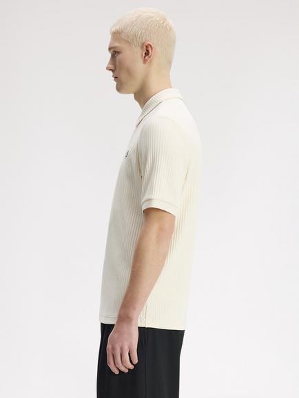 Fred Perry Drop Needle Jersey Cotton Rich Polo Shirt, Ecru - view 2, Ecru