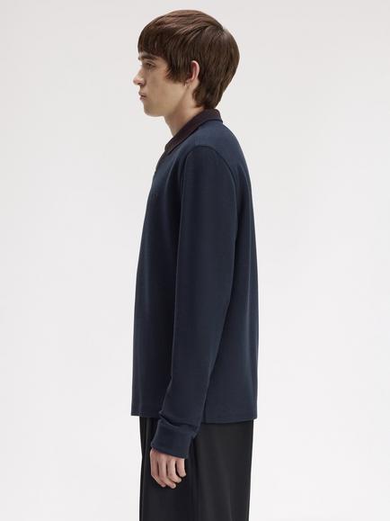 Fred Perry Jacquard Polo Shirt, Navy - view 2, Navy