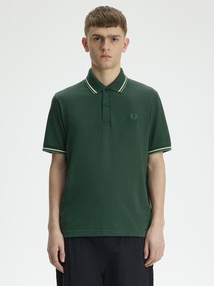 Fred Perry Twin Tipped Cotton Polo Shirt, Green, Green