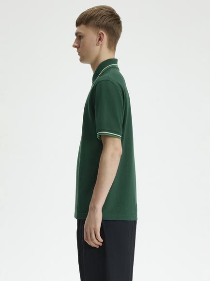Fred Perry Twin Tipped Cotton Polo Shirt, Green - view 2, Green