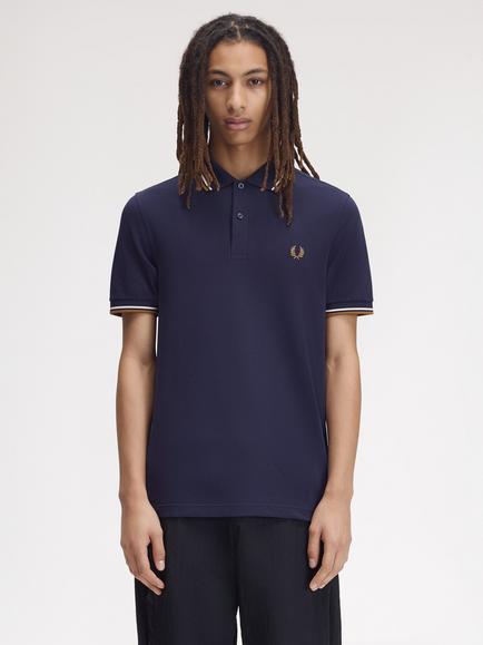 Fred Perry Twin Tipped Polo Shirt, Navy/Wht/Crml, Navy/Wht/Crml
