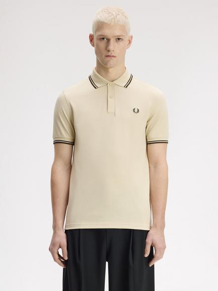 Fred Perry Twin Tipped Polo Shirt, Oatmeal/Ntgrn, Oatmeal / Ntgrn