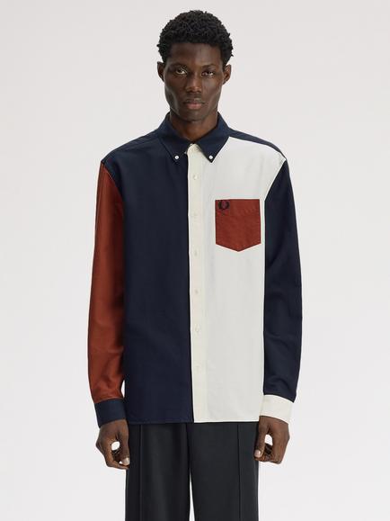 Fred Perry Colour Block Oxford Shirt, Navy, Navy