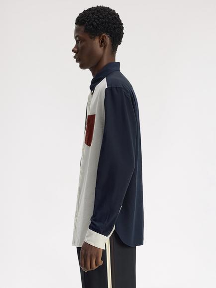 Fred Perry Colour Block Oxford Shirt, Navy - view 2, Navy