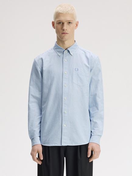 Fred Perry Relaxed Striped Oxford Shirt, Sky Blue, Sky Blue