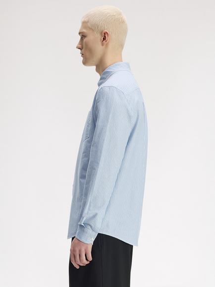 Fred Perry Relaxed Striped Oxford Shirt, Sky Blue - view 2, Sky Blue