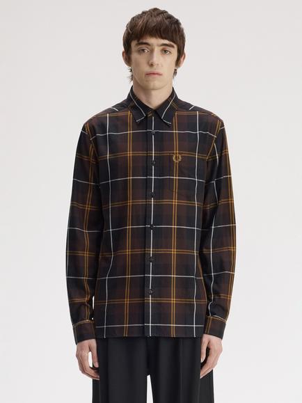 Fred Perry Tartan Twill Shirt, Rich Brown, Rich Brown