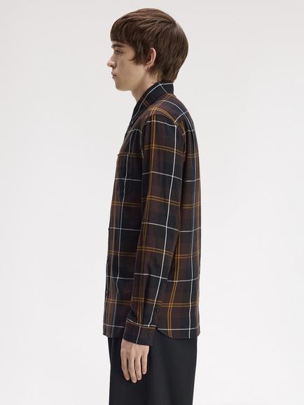 Fred Perry Tartan Twill Shirt, Rich Brown - view 2, Rich Brown
