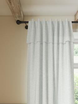 John Lewis Woven Stripe Flop-Over Tab Top Voile Panel, Sage