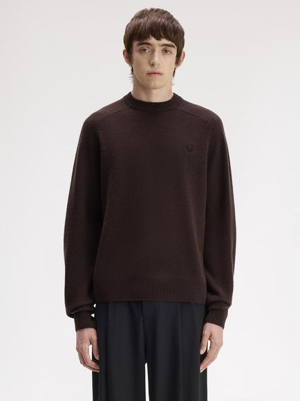 Fred Perry Saddle Pure Wool Jumper, Rich Brown