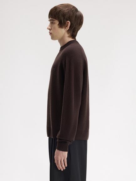 Fred Perry Saddle Pure Wool Jumper - view 2, Rich Brown