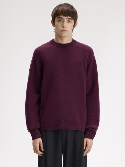Fred Perry Saddle Pure Wool Jumper, Plum