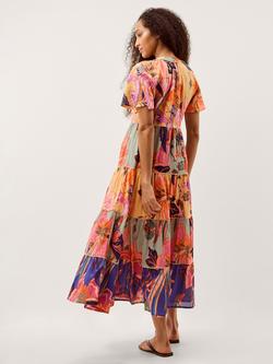 Monsoon Carmen Floral Tiered Dress, Multi - view 2, Multi