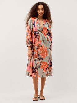 Monsoon Carmen Floral Cotton Midi Tunic Dress, Sage, Sage
