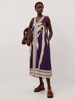 Monsoon Paloma Floral Midi Dress containing LENZING™ ECOVERO™ Viscose, Navy, Navy